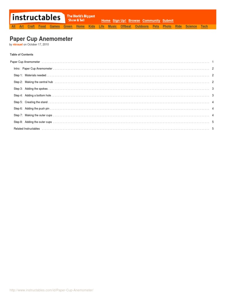 Paper Cup Anemometer | Download Free PDF | Tools | Nature