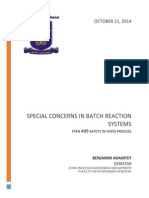 Special Concerns in Batch Reactions