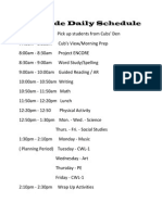 2nd grade daily schedule