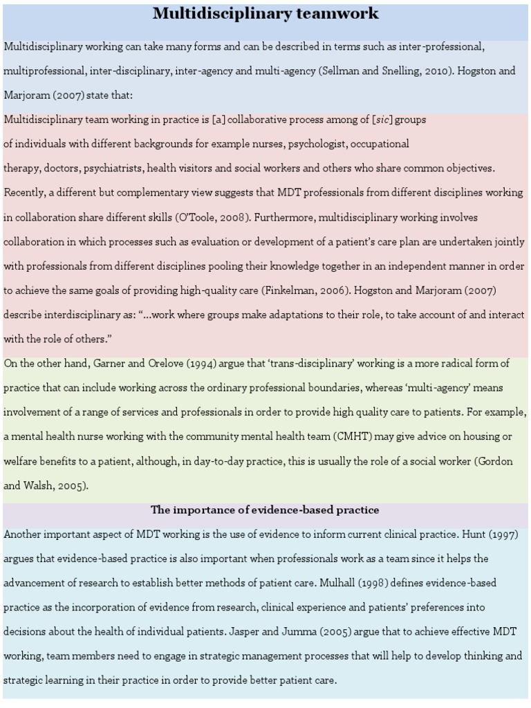 Multidisciplinary Teamwork | PDF | Evidence Based Medicine | Health Care