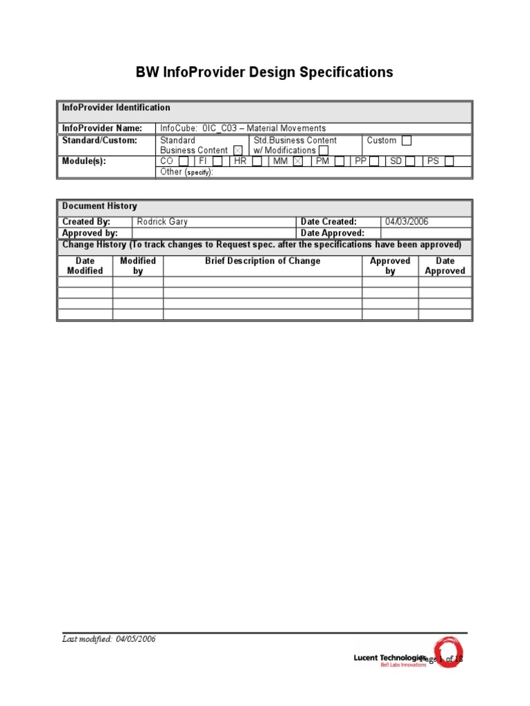 BW DOC Design Spec BW Inventory | PDF | Computing | Information ...
