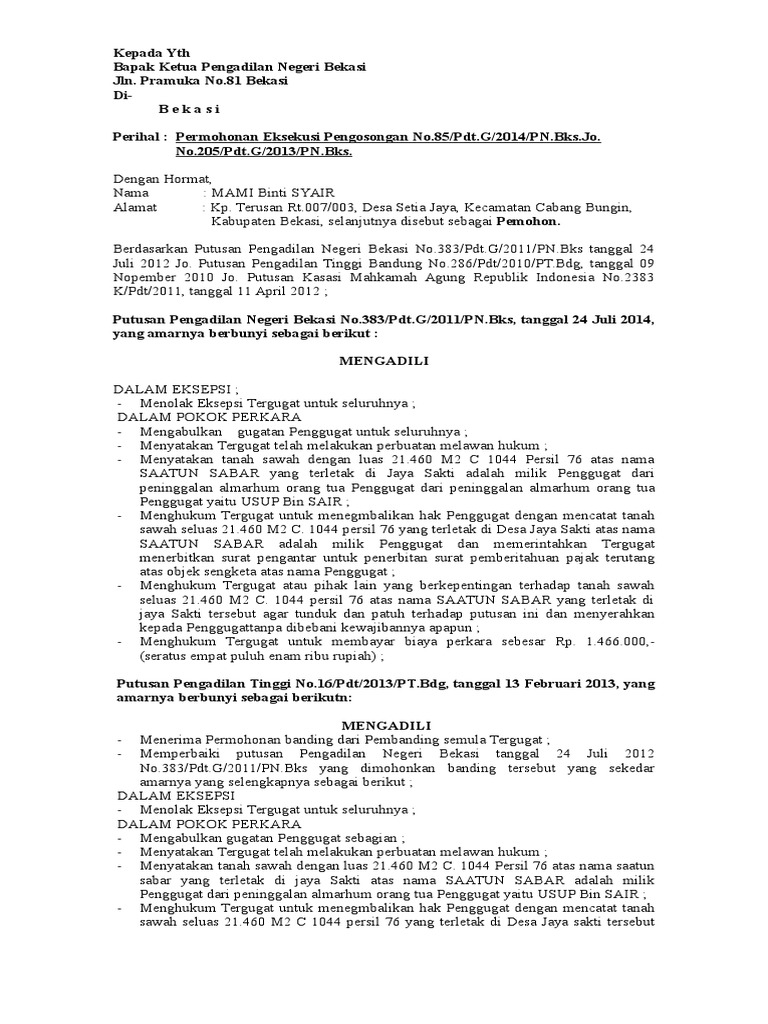 Permohonan Eksekusi | PDF
