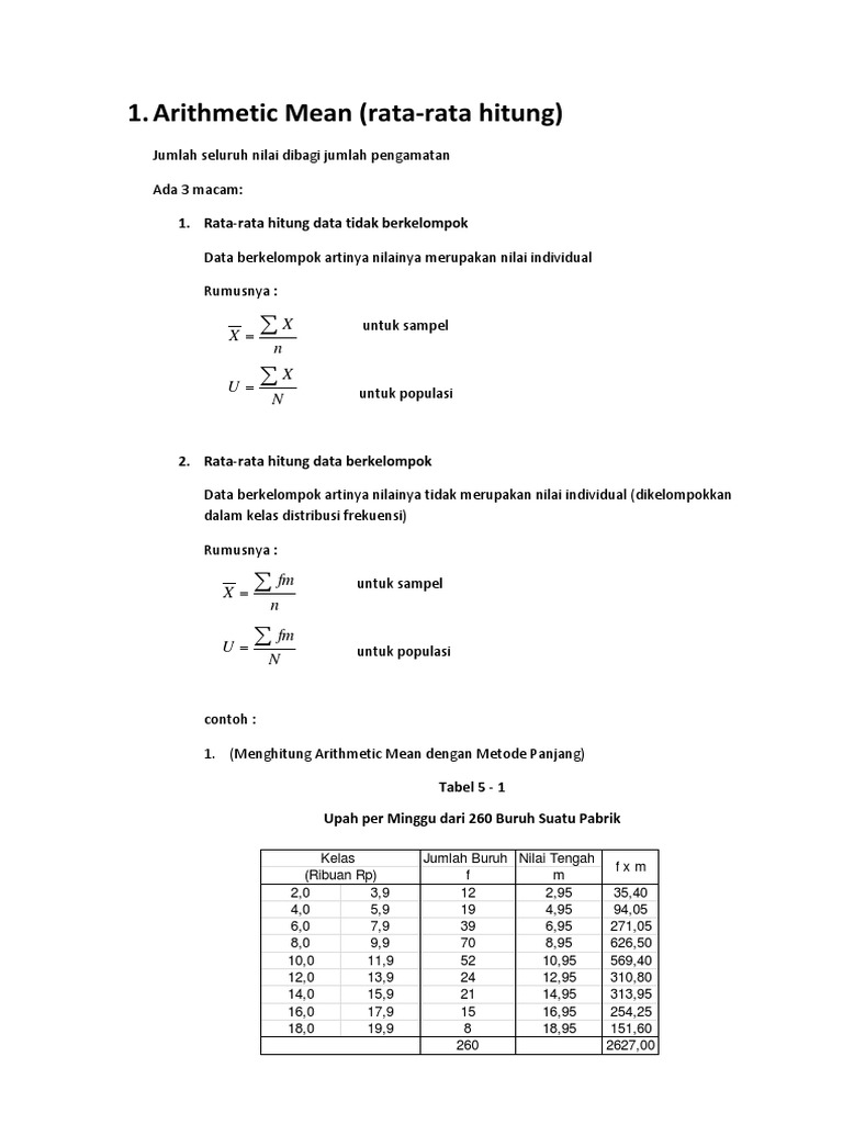Arithmetic Mean | PDF | Metode & Bahan Ajar