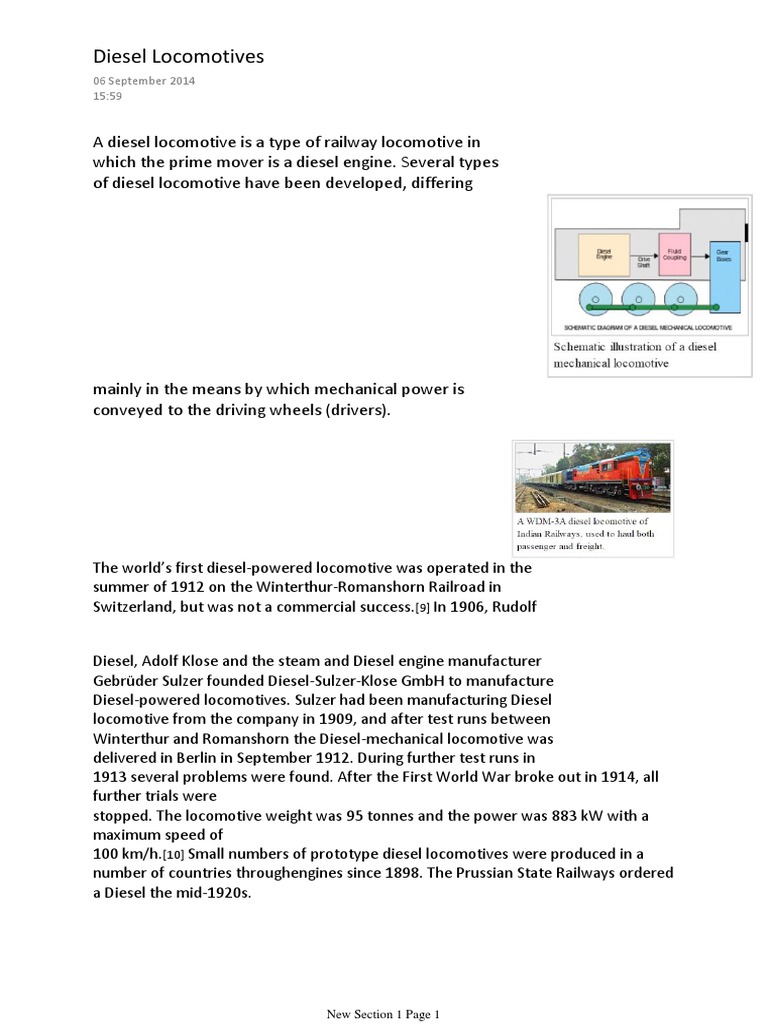 History of the First Diesel Locomotive | PDF | Art | Technology ...