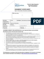 Assignment Cover Sheet: (For Open Universities Australia Students)