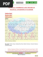 Download National Conference and rise of political awakening in kashmir  by Showkat Dar SN246733628 doc pdf