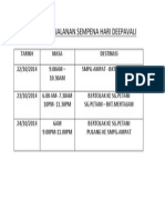 Jadual Perjalanan Sempena Hari Deepavali