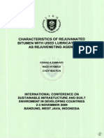 Characteristics of Rejuvenated Bitumen With Used Lubricating Oil As Rejuvenating Agent