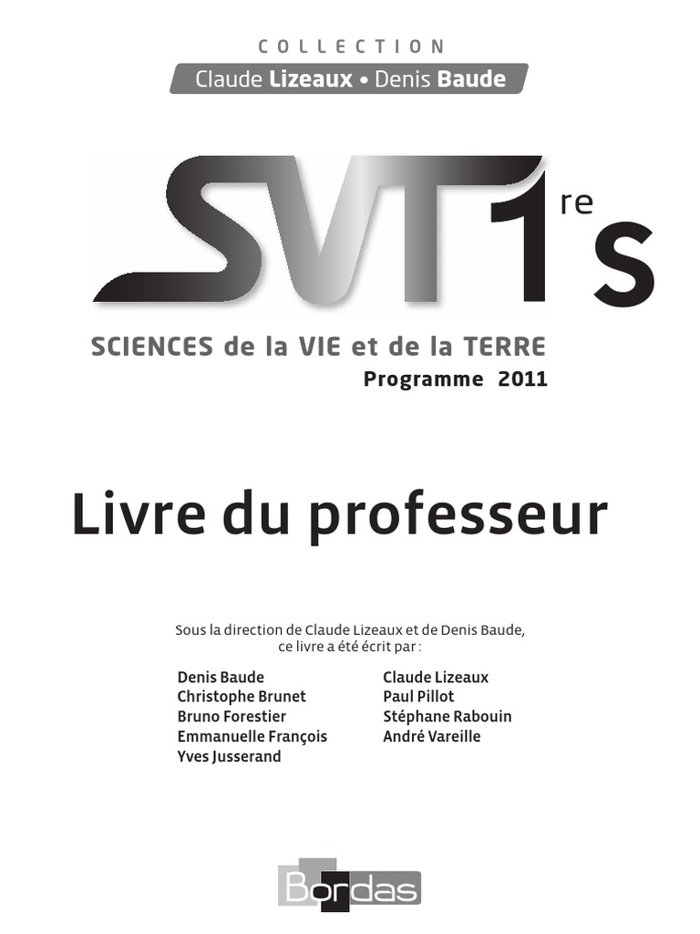 Livre Svt Terminale Bordas Corrigé Pdf Corrige SVT 1er S Bordas | PDF | Mitose | Mutation