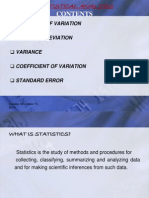 Measures of Variation Standard Deviation Variance Coefficient of Variation Standard Error