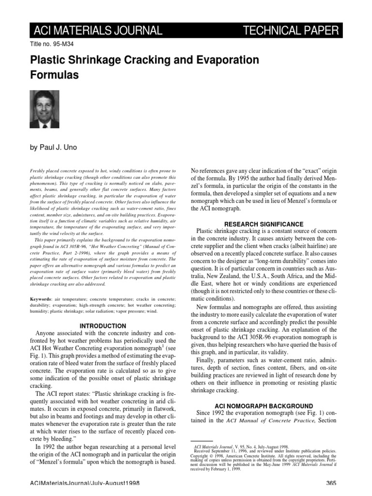 Plastic Shrinkage Cracking | PDF | Evaporation | Concrete