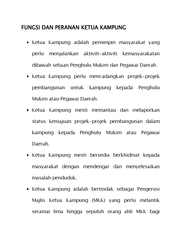 Bidang Tugas Ketua Kampung  PDF