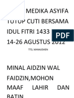 Cuti Idul Fitri Klinik Medika Asyifa