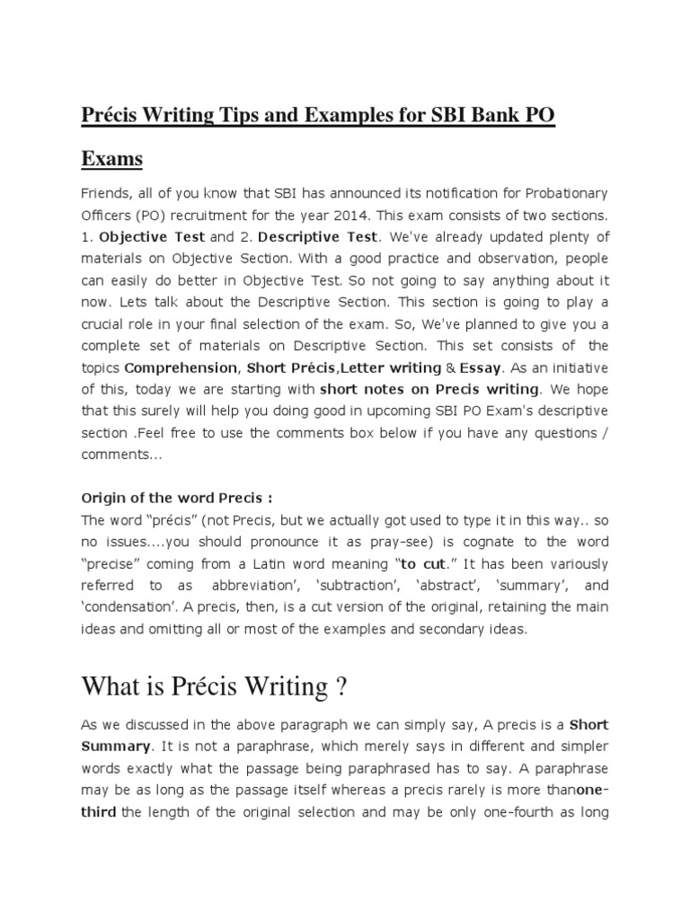 Precis writing format picture