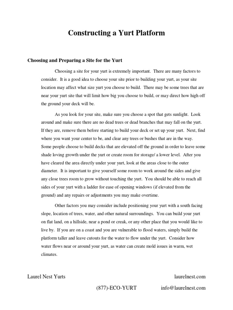 Building a Yurt Platform Guide | PDF | Deep Foundation | Screw