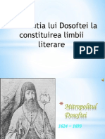 Contributia Lui Dosoftei La Constituirea Limbii Literare