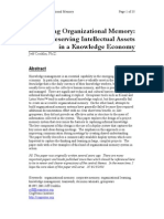 Designing Organizational Memory: Preserving Intellectual Assets in A Knowledge Econom