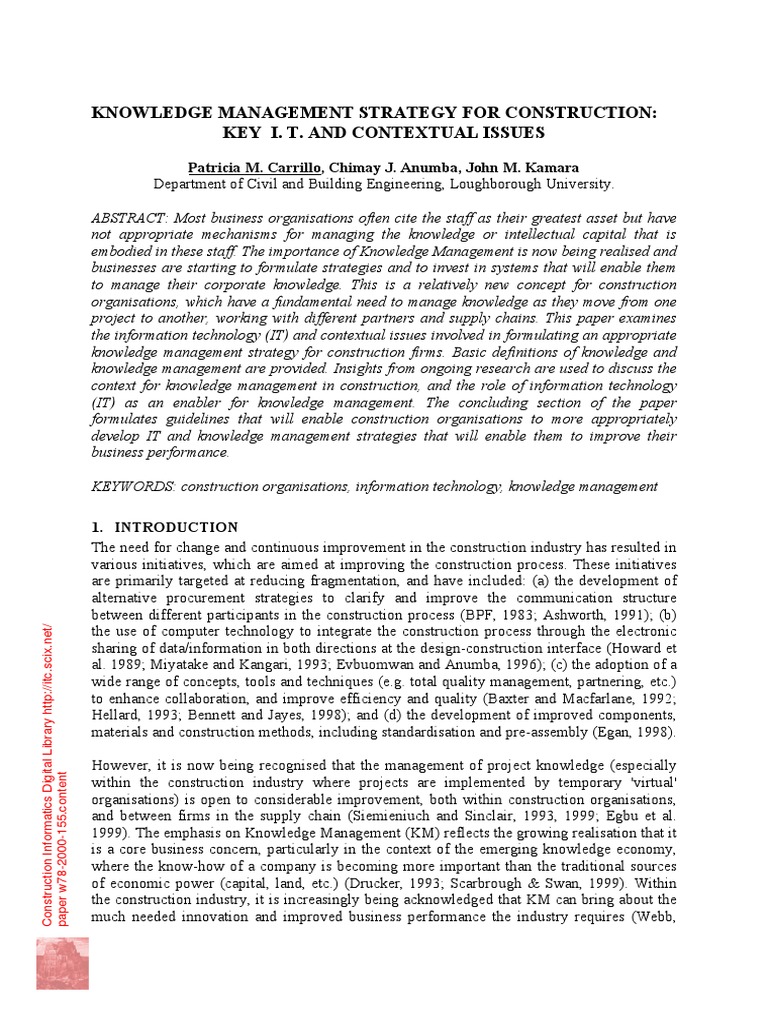 Knowledge Management in Construction | PDF | Knowledge Management ...