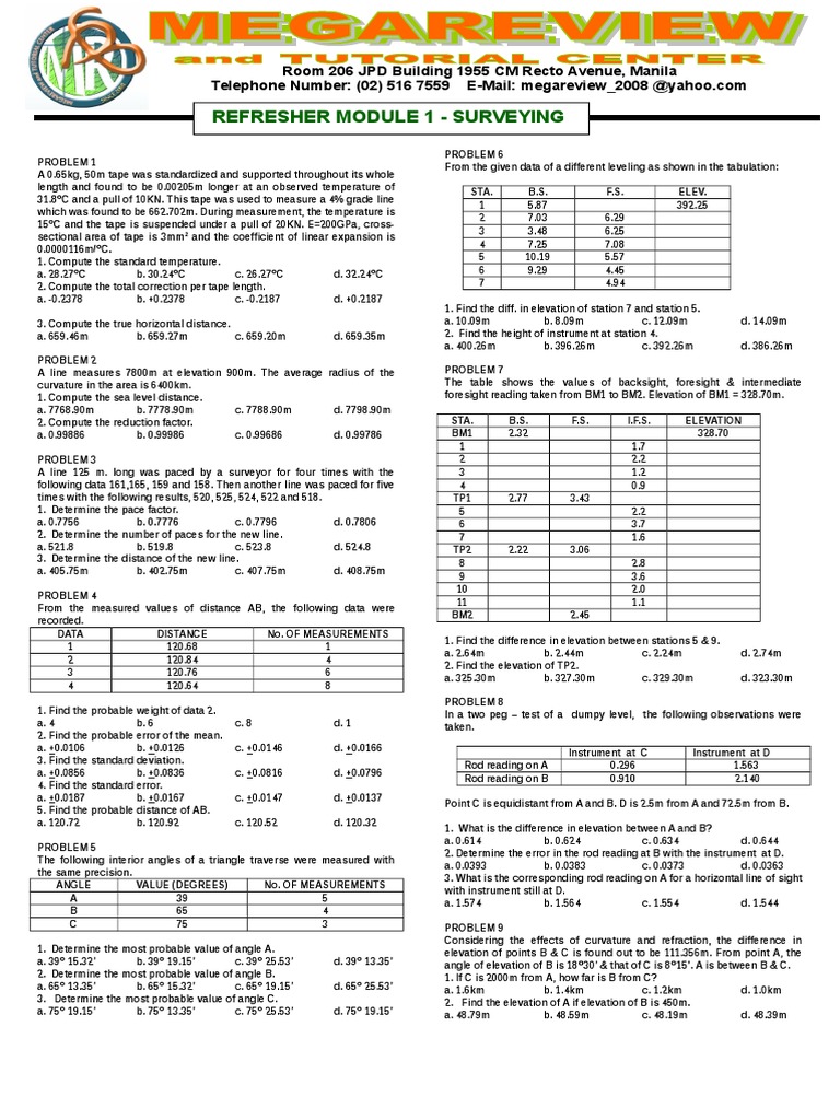 Surveying Problems and Solutions Guide | PDF | Surveying | Geography