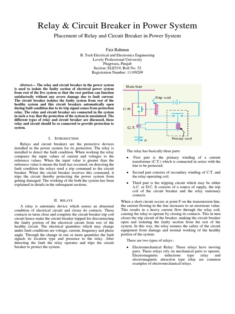 relay and circuit breaker term paper Relay Electric Arc