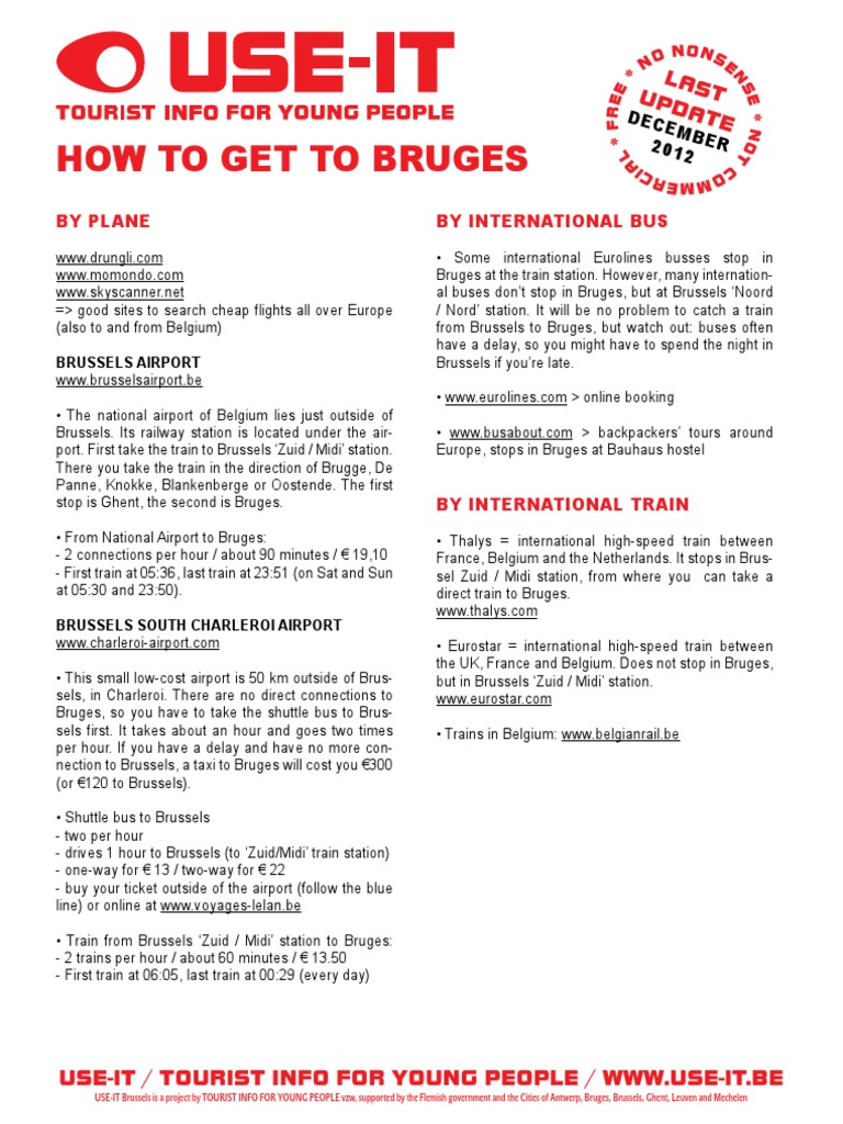Bruges Flight Train Bus | PDF | Brussels | Belgium