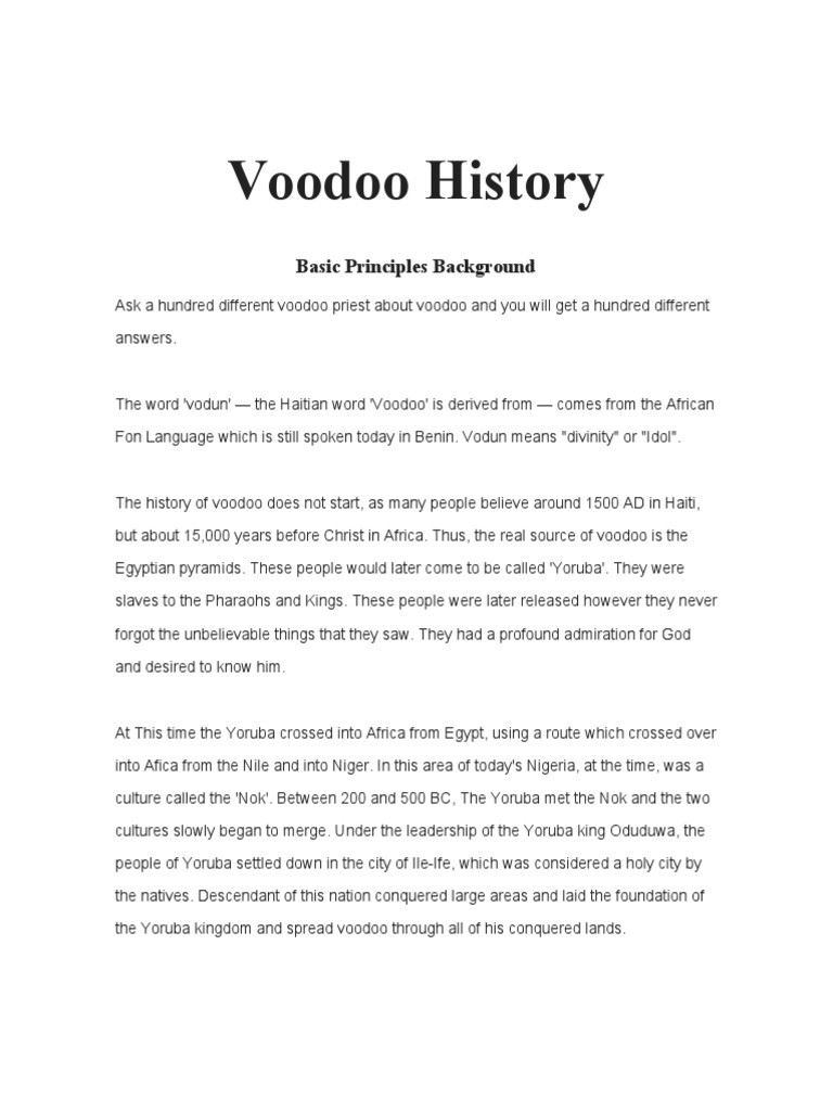 voodoo history research paper topics