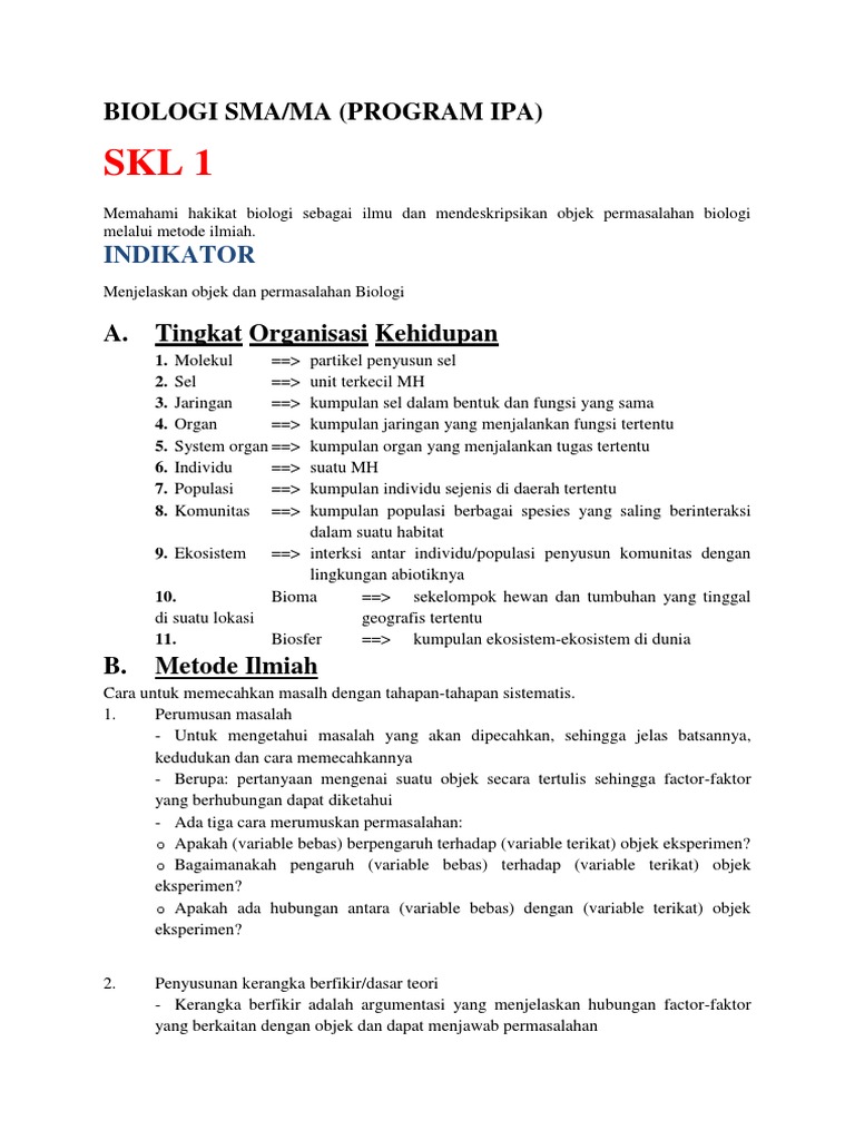 Biologi Sma Skl Un 2014