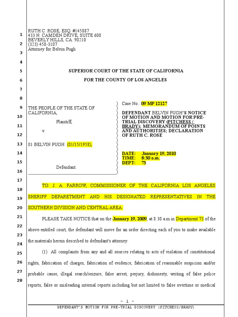 Pitchess Motion Belvin | PDF