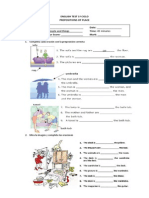 English Test 1º Ciclo Prepositions