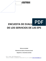 Encuesta de Evaluación de Los Servicios de Las Entidades Promotoras de Salud PDF