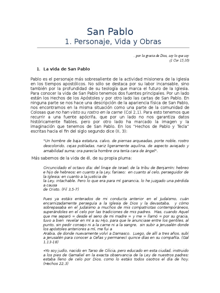 Vida y obra de San Pablo Apóstol | PDF | Pablo el apóstol | Bernabé