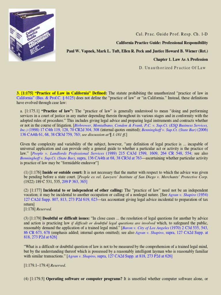 unlawful practice of law california