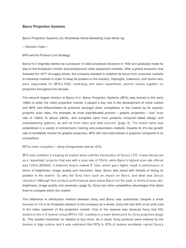 Barco Projection Systems | PDF | Sony | Competition