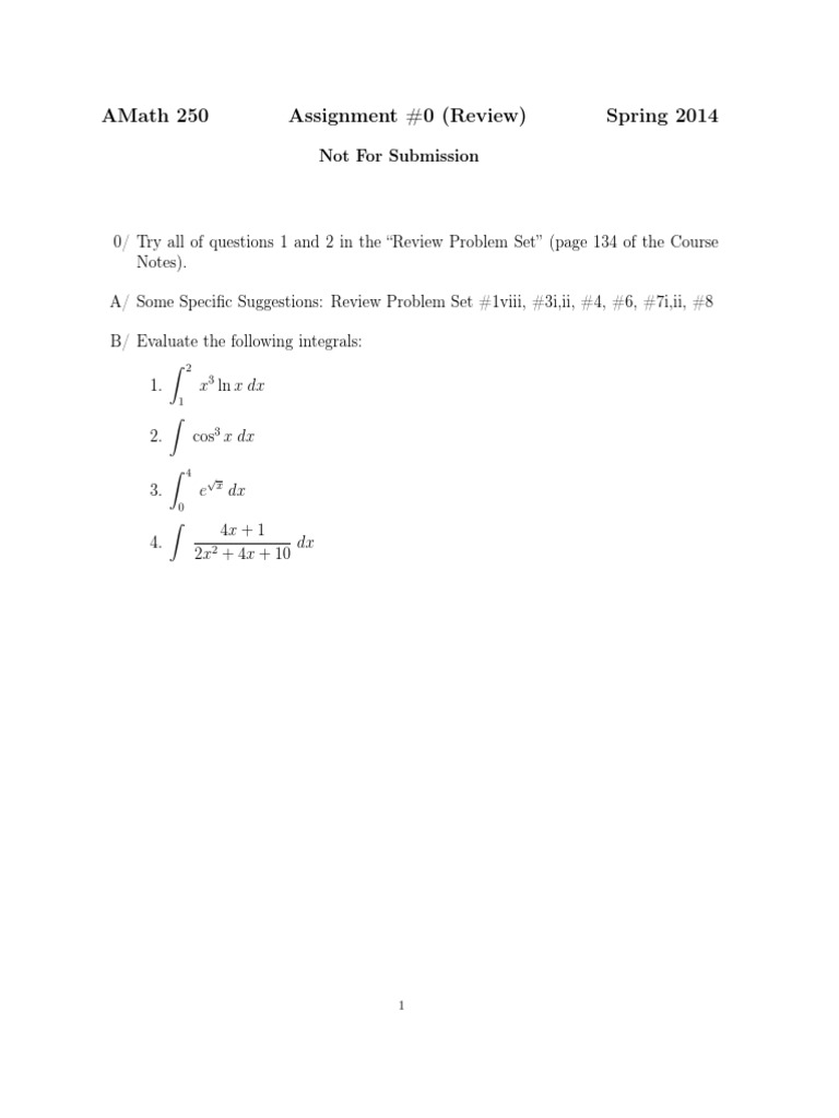 Math 250 Review Assignment Spring 2014 | PDF | Computers | Technology ...