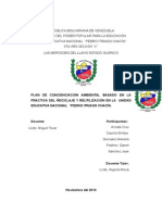 Plan de Concienciacion Ambiental Basado en La Practica Del Reciclaje y Reutilización en La u Unidad Educativa Nacional “Pedro Itriago Chacín.