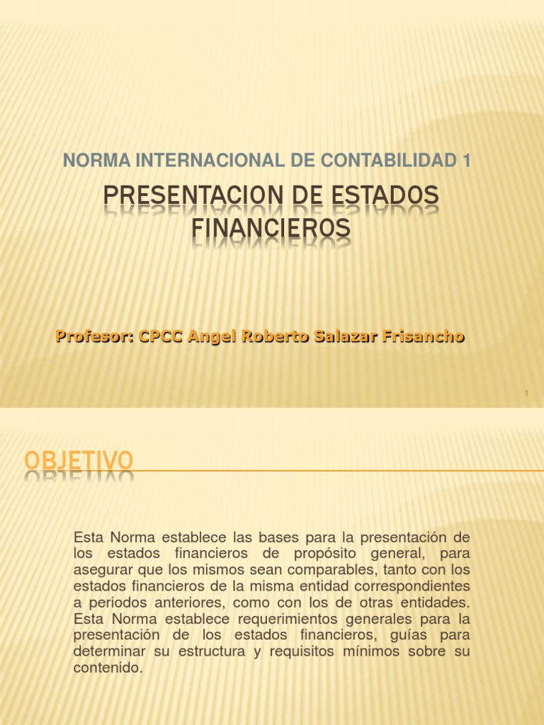 Presentación de Estados Financieros NIC 1 | PDF | normas ...