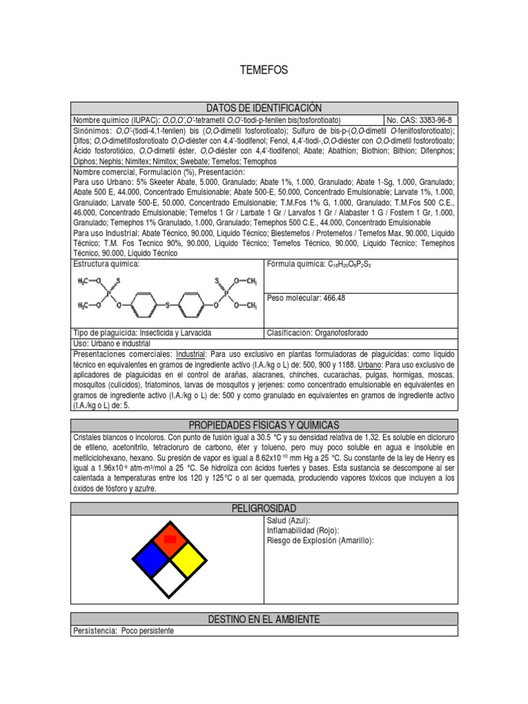 Temefos PDF | PDF | Solubilidad | Pesticida