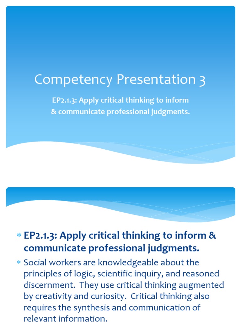 Critical Thinking in Social Work Practice | PDF