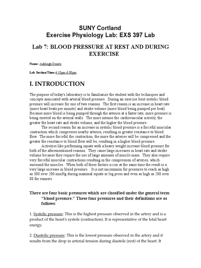blood pressure lab Blood Pressure Heart Rate