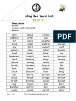 Year 2 Spelling Bee List