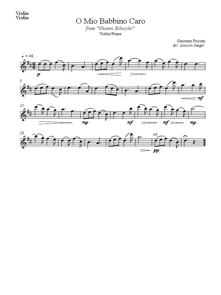 Babbino Caro - Violin | PDF