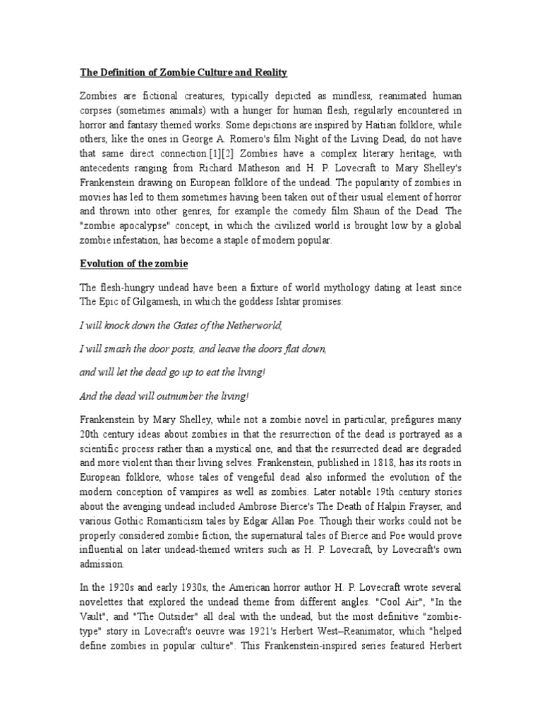 The Definition of Zombie Culture and Reality PDF Zombies