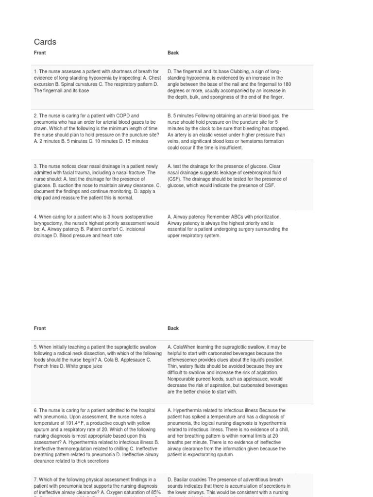 Nursing Assessments for Respiratory Conditions | PDF | Asthma | Chronic ...