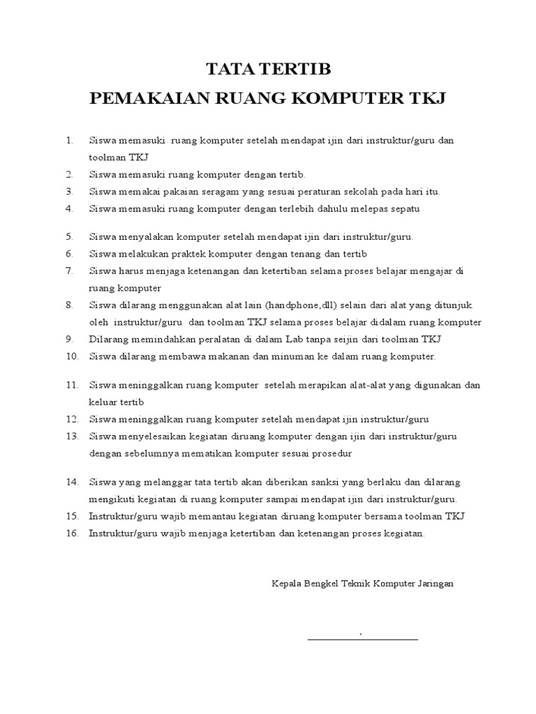Tata Tertib Lab Komputer PDF