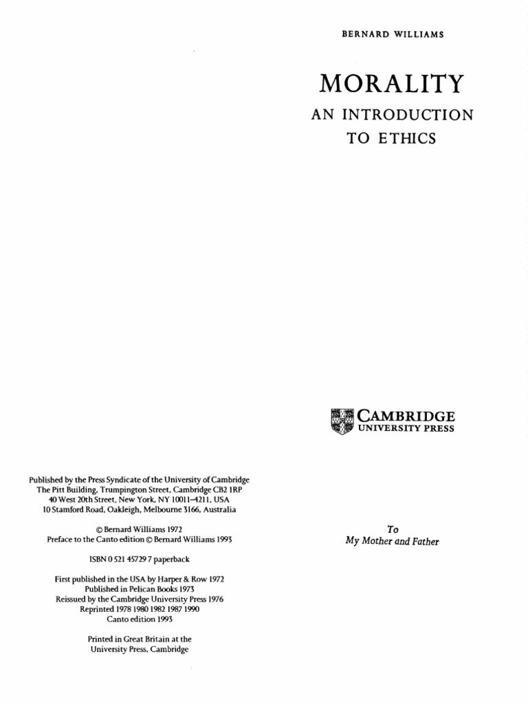 Williams, Bernard - Morality - An Introduction To Ethics PDF | PDF