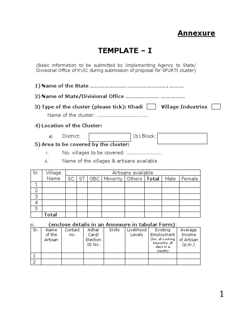Annexure - Template I | PDF