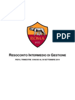 AS Roma, Relazione Trimestrale al 30.09.2014