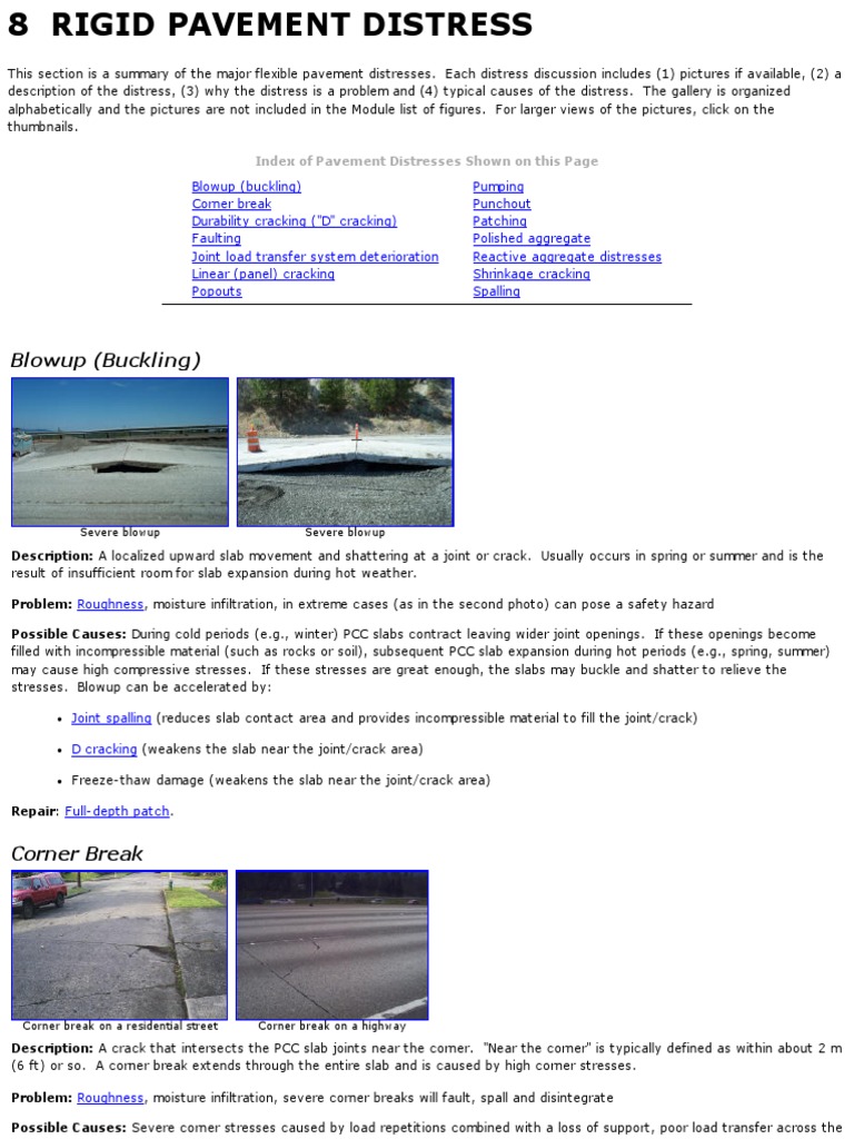 Rigid Pavement Distress Overview | PDF | Road Surface | Corrosion