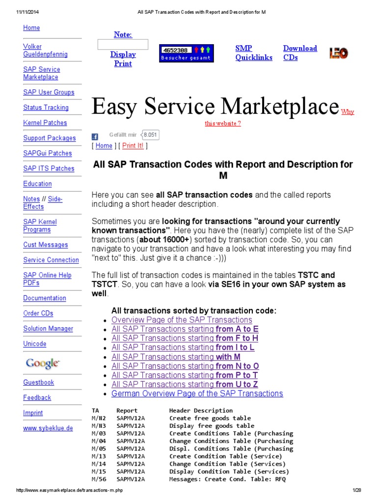 All SAP Transaction Codes With Report and Description for M ...