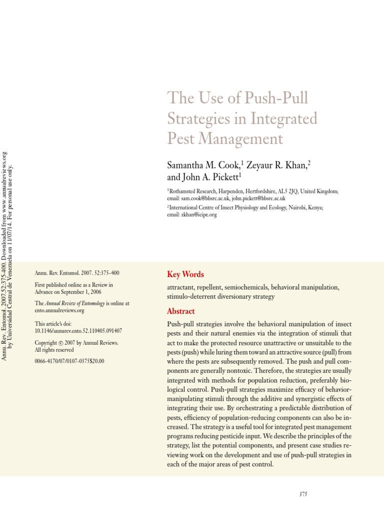 The Use of PushPull Strategies Biological Pest Control Insecticide